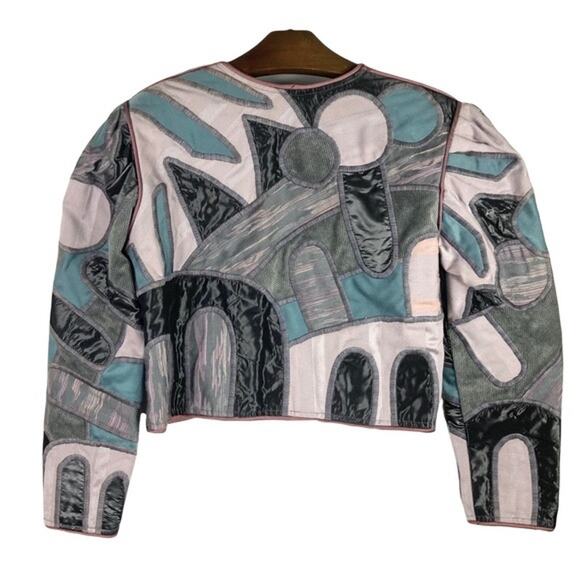 Vintage JUDITH ROBERTS Jacket M Bolero Matador Art2Wear Avant-Garde Abstract Geo - Picture 2 of 12
